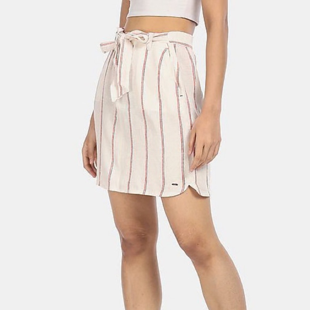 NEW Tommy Hilfiger Off-White Maze Belted Striped Skirt Size Medium
